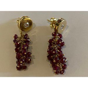 DH Designs 18k cherry bomb garnet waterfall earrings with diamond stud